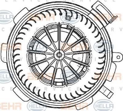 HELLA Моторчик печки MERCEDES SPRINTER 06- (000 835 61 07, 8EW351034-071)