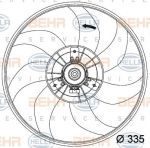 HELLA Вентилятор охлаждения двигателя(без кондиционера/335mm) OPEL CORSA D 09- (1341564, 8EW351034-441)