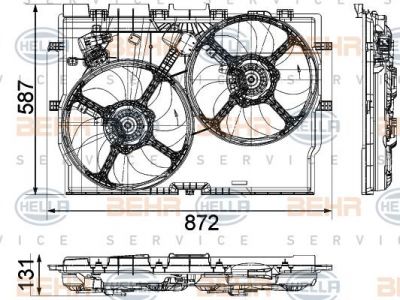 HELLA Вентилятор радиатора FIAT DUCATO 2.3D 06- климат (8EW351041-451)