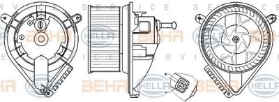 HELLA Мотор отопителя MERCEDES-BENZ SPRINTER без конд. (0008352285, 8EW351304-021)