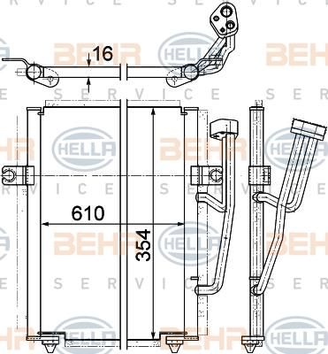 Hella 8FC 351 036-671 конденсатор, кондиционер на VOLVO V40 универсал (VW)