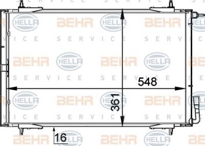 Hella 8FC 351 037-511 конденсатор, кондиционер на PEUGEOT 206 SW (2E/K)