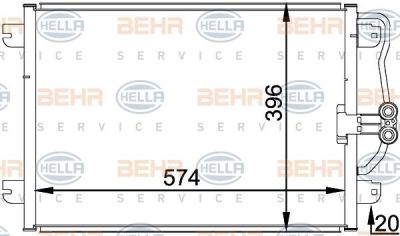 Hella 8FC 351 037-751 конденсатор, кондиционер на RENAULT MEGANE I Coach (DA0/1_)