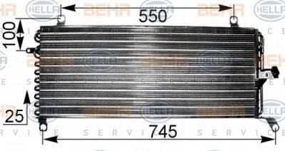 Hella 8FC 351 038-661 конденсатор, кондиционер на FIAT PUNTO (176)