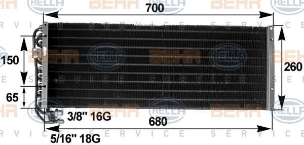 Hella 8FC 351 300-081 конденсатор, кондиционер на MAN F 90
