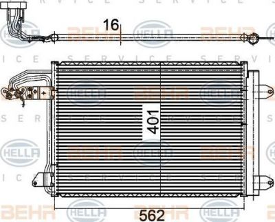 Hella 8FC 351 301-044 конденсатор, кондиционер на SKODA OCTAVIA (1Z3)