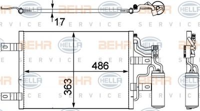 Hella 8FC 351 302-551 конденсатор, кондиционер на OPEL MERIVA