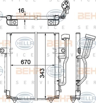 Hella 8FC 351 303-621 конденсатор, кондиционер на MITSUBISHI CARISMA седан (DA_)