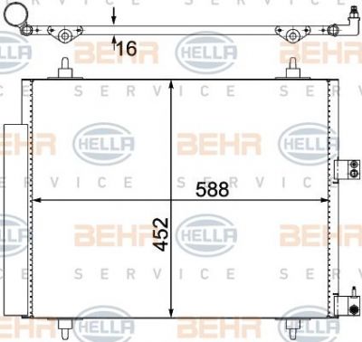 Hella 8FC 351 305-221 конденсатор, кондиционер на PEUGEOT EXPERT Tepee (VF3V_)