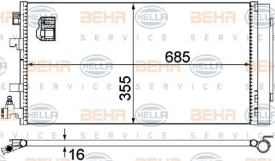 Hella 8FC 351 310-544 конденсатор, кондиционер на RENAULT MEGANE III Наклонная задняя часть (BZ0_)