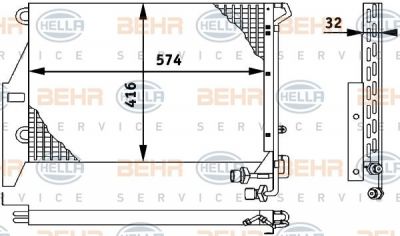 Hella 8FC 351 317-201 конденсатор, кондиционер на MERCEDES-BENZ NG