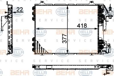 Hella 8FC 351 317-281 конденсатор, кондиционер на RENAULT CLIO I (B/C57_, 5/357_)