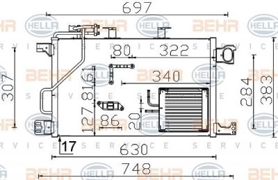 Hella 8FC 351 317-494 конденсатор, кондиционер на MERCEDES-BENZ C-CLASS (W203)