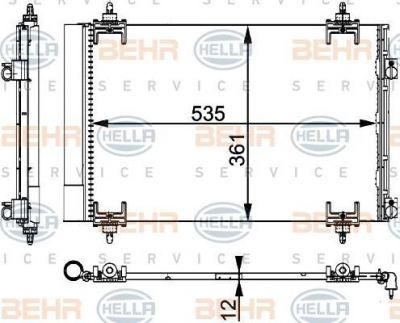 Hella 8FC 351 317-564 конденсатор, кондиционер на PEUGEOT 308 (4A_, 4C_)