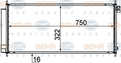 Hella 8FC 351 319-211 конденсатор, кондиционер на HONDA JAZZ II (GD)