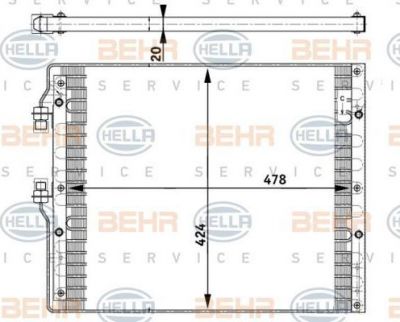 HELLA Радиатор кондиционера 478x424x20 IVECO EuroCargo, TurboStar (8FC351302-181)