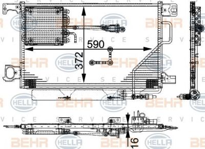 HELLA Радиатор кондиционера MB W203 2,7CDI/3,0CDI 00-> (2035001654, 8FC351317-491)