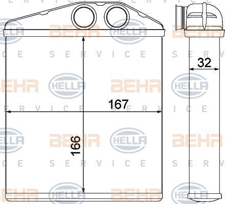Hella 8FH 351 000-501 теплообменник, отопление салона на OPEL CORSA C (F08, F68)