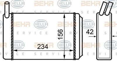 Hella 8FH 351 024-211 теплообменник, отопление салона на AUDI 80 (81, 85, B2)