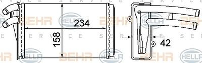 Hella 8FH 351 045-101 теплообменник, отопление салона на AUDI 80 Avant (8C, B4)