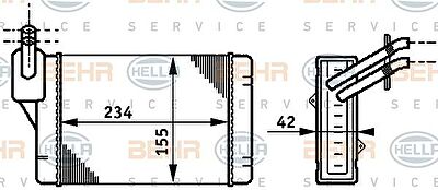 Hella 8FH 351 311-011 теплообменник, отопление салона на SKODA OCTAVIA Combi (1U5)