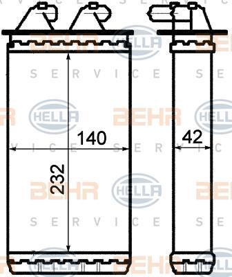 Hella 8FH 351 313-201 теплообменник, отопление салона на FIAT CINQUECENTO (170)