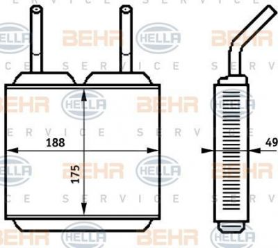 Hella 8FH 351 313-271 теплообменник, отопление салона на OPEL KADETT E фургон (37_, 47_)