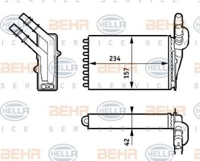 Hella 8FH 351 313-391 теплообменник, отопление салона на RENAULT CLIO II (BB0/1/2_, CB0/1/2_)