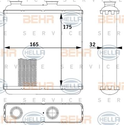 Hella 8FH 351 313-541 теплообменник, отопление салона на OPEL MERIVA