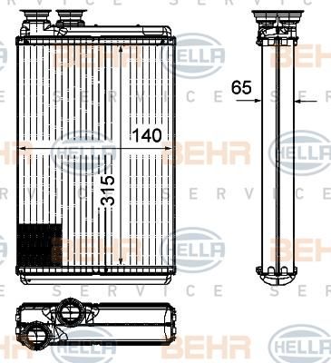 Hella 8FH 351 315-571 теплообменник, отопление салона на PEUGEOT 407 SW (6E_)