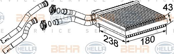 Hella 8FH 351 315-641 теплообменник, отопление салона на FORD FOCUS II седан (DA_)