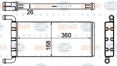 Hella 8FH 351 333-214 теплообменник, отопление салона на MERCEDES-BENZ SPRINTER 5-t c бортовой платформой/ходовая часть (906)