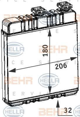 HELLA Радиатор отопления салона OPEL Astra G 1,6-2,2L 98-05 (161x181x35mm) (1618142, 8FH351311-141)