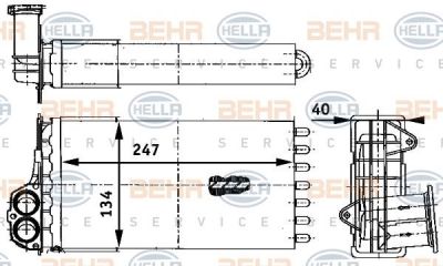 HELLA Радиатор печки PEUGEOT 206 98- (6448G3, 8FH351311-341)