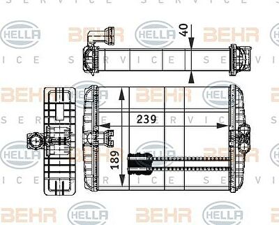 HELLA Радиатор отопителя MB W220 10/98- (2208300261, 8FH351312-021)