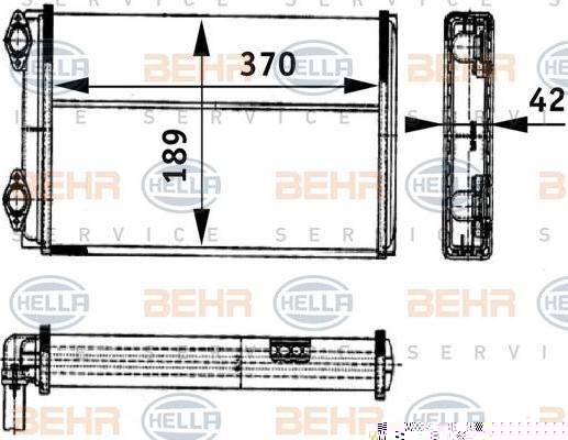 HELLA Радиатор отопителя MAN L2000, M2000 (8FH351312-421)