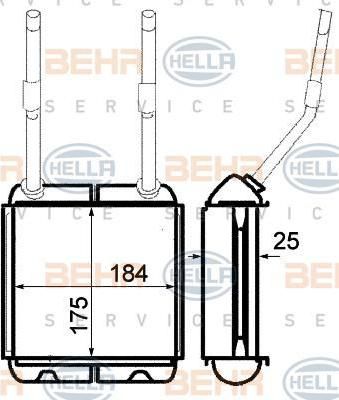 HELLA Радиатор отопителя OPEL Astra F/Vectra A 1,6-2,0L ->01/98 1806116/1843106 (1843106, 8FH351313-031)