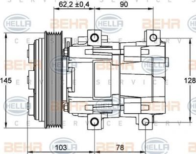 Hella 8FK 351 113-101 компрессор, кондиционер на FORD MONDEO I (GBP)