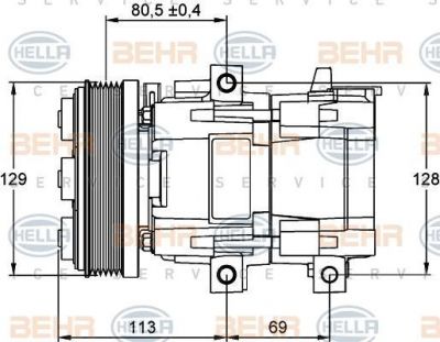 Hella 8FK 351 113-241 компрессор, кондиционер на FORD MONDEO I седан (GBP)