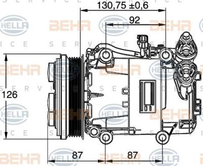 Hella 8FK 351 113-451 компрессор, кондиционер на FORD FOCUS II седан (DA_)