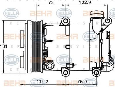 Hella 8FK 351 334-031 компрессор, кондиционер на FORD TRANSIT c бортовой платформой/ходовая часть