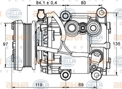 HELLA Компрессор кондиционера FORD Mondeo 00-07 (8FK351113-401)