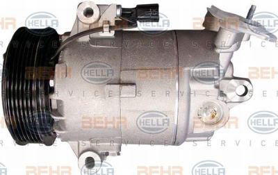 HELLA Компрессор кондиционера NISSAN Qashqai 2,0L 07-> (92600-JD200, 8FK351340-211)