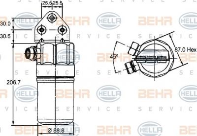 Hella 8FT 351 192-381 осушитель, кондиционер на AUDI A6 Avant (4B5, C5)