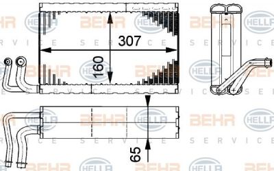 HELLA Испаритель 307 mm 5 E60/61 03- 6 E63/64 03- (8FV351211-771)