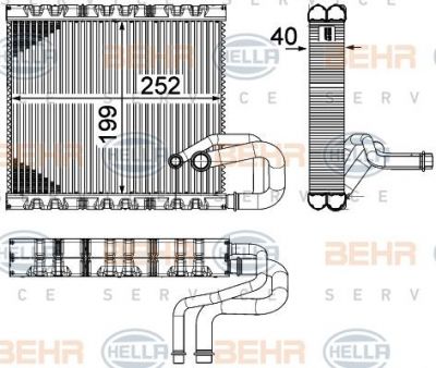 HELLA Испаритель: Sprinter/Crafter/06- /2.2D/2.5D/3.0D/3.5D (8FV351331-131)