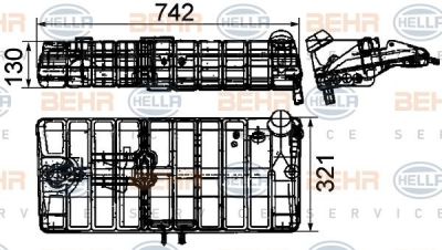 Hella 8MA 376 705-341 компенсационный бак, охлаждающая жидкость на MAN F 90 Unterflur