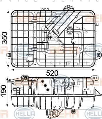 Hella 8MA 376 923-781 компенсационный бак, охлаждающая жидкость на MERCEDES-BENZ AROCS