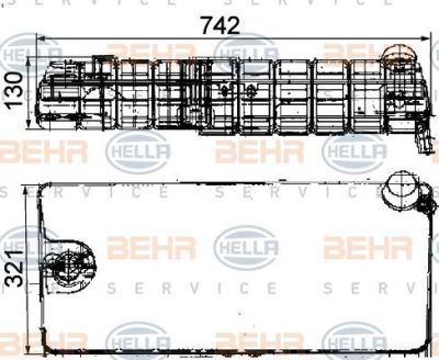 HELLA Расширительный бачок радиатора 321x742x130 MAN M2000 (8MA376705-251)