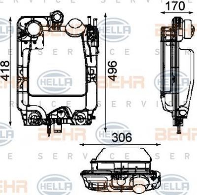 HELLA Бачок расширительный 306x416x170 Iveco EuroStar/Eurotech/EuriTrakker (8MA376705-291)